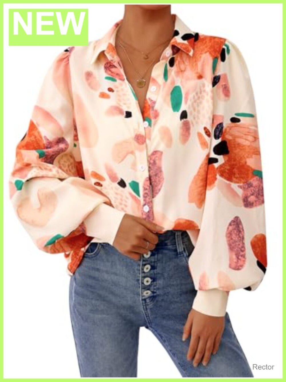 Womens Floral Chiffon Blouse Button Down V Neck Long Sleeve Boho Top